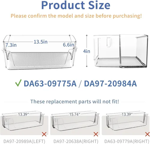 Miniatura 2 de DA63-09775A DA97-20984A - Contenedor para puerta de refrigerador (lado derecho) compatible con estantes de puerta de refrigerador Sam-sung