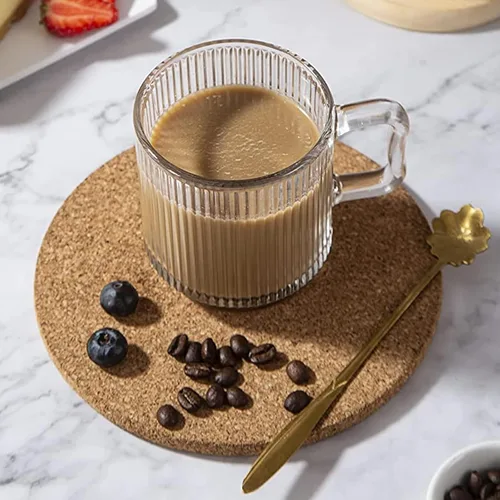 Miniatura 5 de D.M DESIGN·MASTER Paquete de 6, 12 onzas – Tazas de café de vidrio premium con asa. Vasos de té transparentes para bebidas calientes/frías, diseño