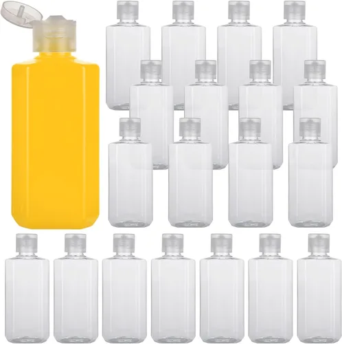 Paquete de 30 botellas de plástico transparente de 3.4 onzas para artículos de tocador, recipientes de viaje vacíos recargables de 3.4 fl oz con