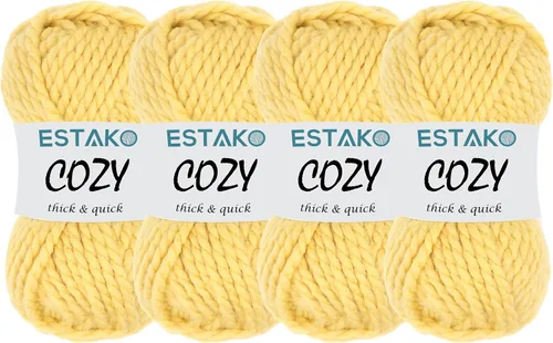 Miniatura 20 de Estako Cozy Thick & Quick Yarn - Hilo acogedor grueso y rápido, 20% lana, 80% acrílico, suave, súper voluminoso, peso #6, para tejer y hacer 50187