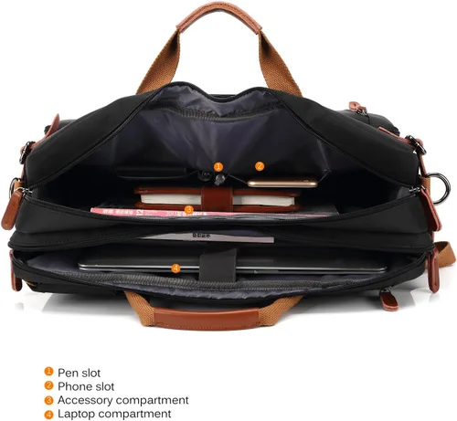 Miniatura 5 de CoolBELL Mochila convertible tipo mensajero, bolsa de hombro, funda para laptop, bolso de mano, maletín de negocios, mochila de viaje