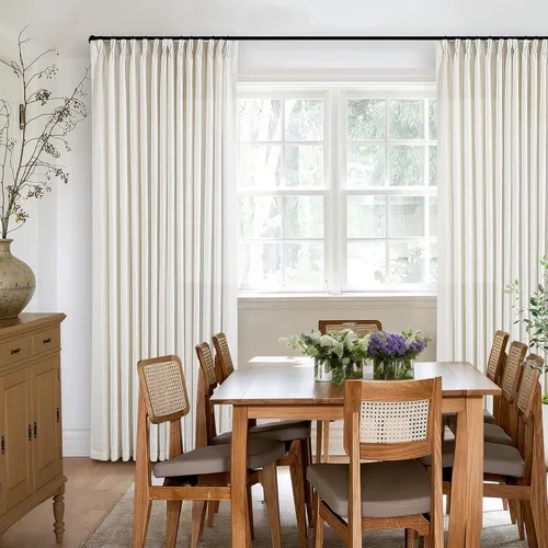Miniatura 6 de Cortinas de lino natural con pliegues fruncidos de 120 pulgadas de largo para sala de estar, cortinas plisadas con ganchos y lengüeta trasera