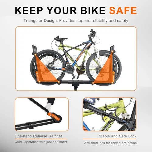 Miniatura 4 de TOOENJOY Soporte de bicicleta plegable para enganche, plataforma de transporte de bicicletas resistente con brazos duales, se ajusta a receptor
