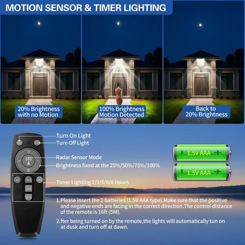 Miniatura 6 de 9800W Luz de calle solar, luces de calle solares para exteriores impermeables IP67, lámpara solar para exteriores con sensor de movimiento