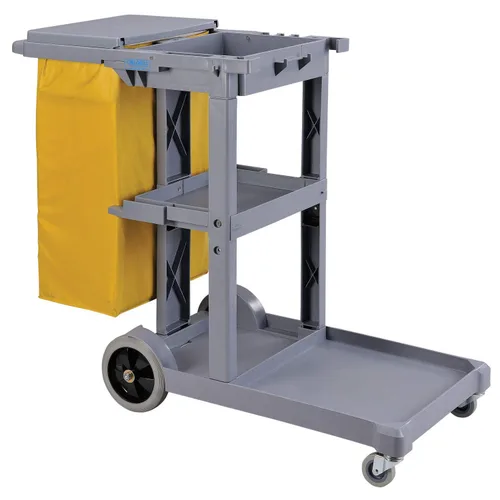 Miniatura 2 de Global Industrial Carrito de conserje gris con bolsa de vinilo de 25 galones
