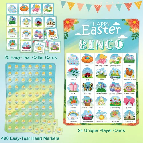 Miniatura 2 de OHOME Juegos de bingo de Pascua para niños, juguetes de manualidades de Pascua para niños, niñas, adultos y adolescentes, actividades en el aula