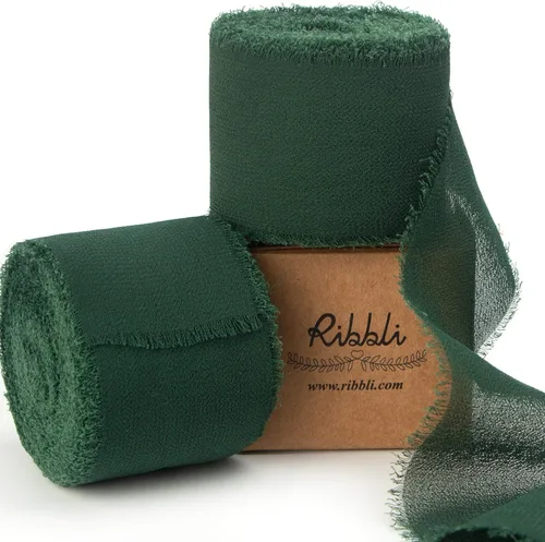 Miniatura 48 de Ribbli Cinta de Gasa Azul Marino Profundo de 1-1/2 pulgadas x 20 Yardas Cinta de Seda de Gasa con Flecos Hecha a Mano, Cinta Azul para Invitaciones