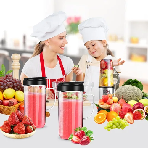 Miniatura 8 de Paquete de 2 tazas mezcladoras Magic Bullet de 22 onzas con tapa abatible para llevar, taza de repuesto con asa, compatible con tazas y tazas Magic