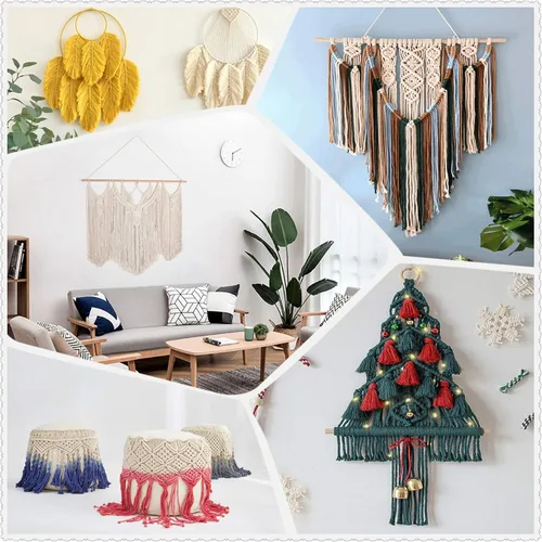 Miniatura 5 de Cuerda de algodón de 0.118 in, cuerda de 220 yardas, cuerda de macramé de algodón 100% natural para colgar plantas, colgar en la pared, decoración