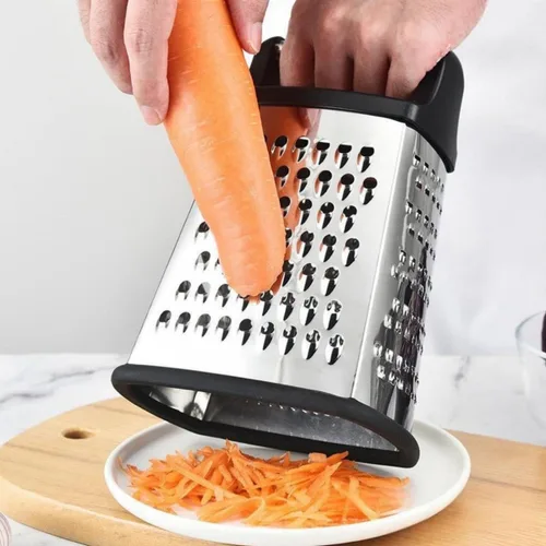 Miniatura 6 de Rallador multifuncional de acero inoxidable con asa, cortador grande de 4 lados para jengibre, ajo, pepinos, zanahorias, queso, papa, apto para Negro