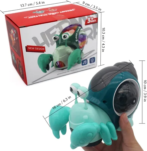 Miniatura 6 de Tipmant Cangrejo Eléctrico para Bebé y Niño Pequeño, Lindo Juguete de Vehículo de Animal Electrónico, Gatea, Reproduce Música, Luz Luminosa