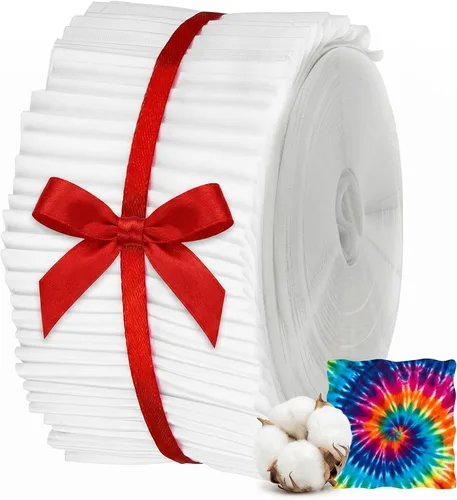 40 piezas de rollo de tela de algodón blanco de patchwork de Jelly, tiras de tela de algodón enrollables de 2.55 pulgadas, tela de patchwork de
