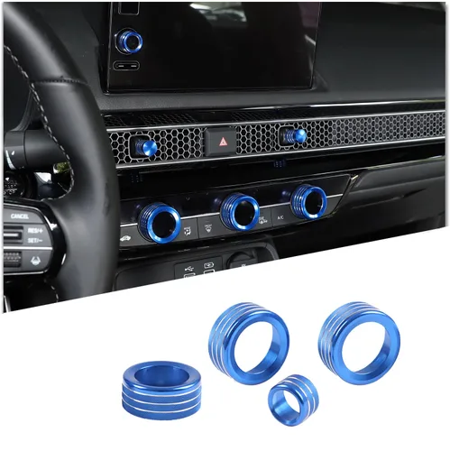 Miniatura 11 de Cubiertas de perilla de volumen de aire acondicionado de consola central para Honda Civic 2022/Honda CRV 2023, 4 piezas de aleación de aluminio A/C