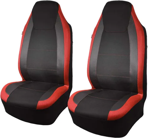 Miniatura 37 de Flying Banner Fundas de asiento de automóvil de fibra de carbono de calidad, tela de malla de aire, deportiva, respaldo bajo, respaldo alto
