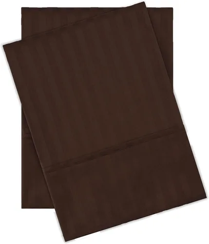 Miniatura 10 de Superior Par de fundas de almohada de algodón peinado suave, rayas de satén, estándar, color dorado