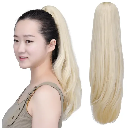 Miniatura 16 de SYXLCYGG Auburn Clip Cola de caballo Clip Cola de caballo Extensión de cola de caballo ondulado 10 pulgadas 3.5 oz pelo sintético falso pieza