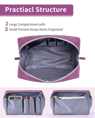 Miniatura 4 de Narwey Bolsa grande de maquillaje de viaje, bolsa organizadora de cosméticos, bolsa de aseo personal, bolsa de maquillaje, bolsa con cremallera