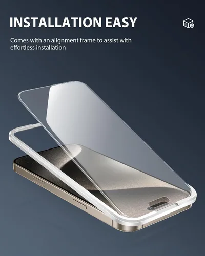Miniatura 5 de GIGIKISS Paquete de 2 protectores de pantalla mate para iPhone de 15 a 6.1 pulgadas, protector de pantalla antihuellas y antirreflejos, vidrio