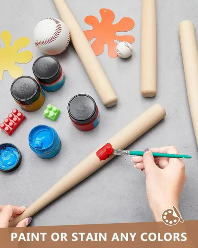 Miniatura 3 de Marsui Mini bate de béisbol de 18 pulgadas de madera sin acabar, pequeños bates de béisbol de madera sin pintar, bates de béisbol de madera sin
