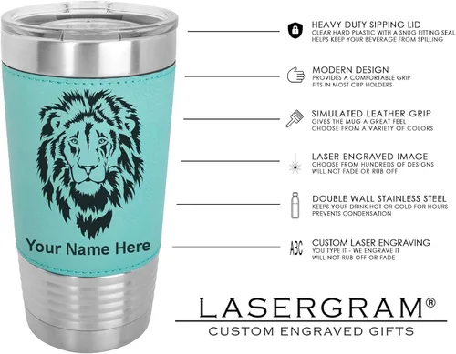 Miniatura 6 de LaserGram Vaso aislado al vacío de 20 onzas, tortuga marina hawaiana, grabado personalizado incluido (piel sintética, estilo béisbol)