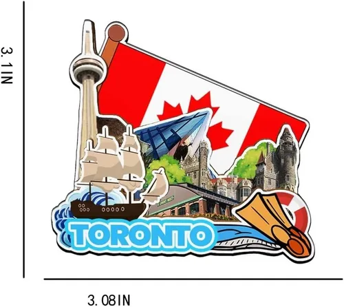Miniatura 3 de Imán de madera para nevera de Toronto Ontario, Canadá, Monumentos 3D, recuerdos coleccionables, decoración hecha a mano -2212