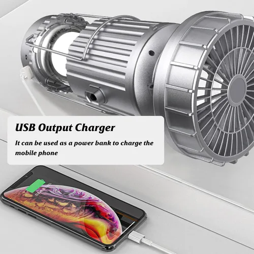 Miniatura 4 de SupBri Linterna solar para campamento con ventilador, ventiladores de campamento recargables que cargan para teléfono, luz a pilas para huracanes