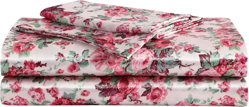 Miniatura 16 de Betsey Johnson - Sábanas de cama individual, juego de ropa de cama de satén con fundas a juego, suaves y sedosas, esenciales para dormitorio