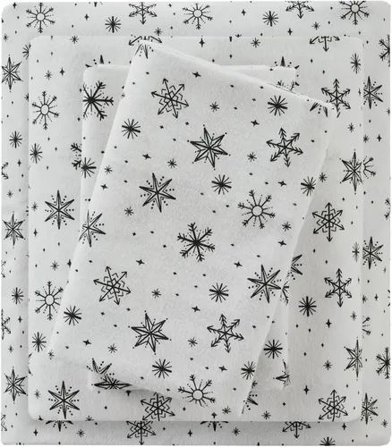 Miniatura 35 de True North by Sleep Philosophy - Sábana de franela acogedora y cálida 100% algodón - Estampado novedoso de animales y estrellas, lindo, ultrasuave