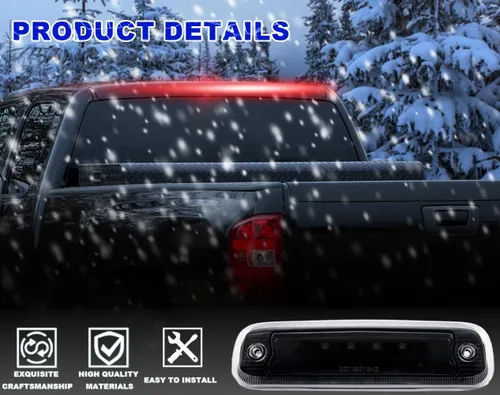 Miniatura 3 de PIT66 3ª luz de freno LED, compatible con Jeep Cherokee 97-01, luces traseras de carga para techo trasero, lente transparente, carcasa negra 99-04