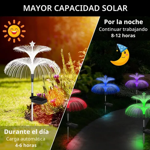 Miniatura 4 de Weepong - Luces solares para jardín 3 unidades, nuevas luces solares mejoradas al aire libre, resistentes al agua, 7 colores que cambian, doble