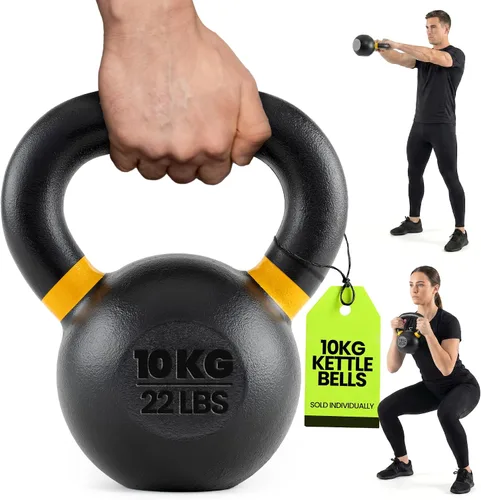 Miniatura 11 de Rage Fitness Single Cast Iron Kettlebell Powder Coated - Wide Handle Weights for Core & Glute Workouts; Swings, Squats, Deadlifts; Strength