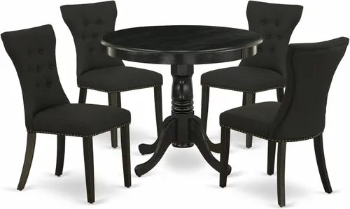 Miniatura 19 de East West Furniture ANGA3-ABK-24 - Juego de comedor de 3 piezas para espacios pequeños que contiene una mesa de cocina redonda con pedestal y 2