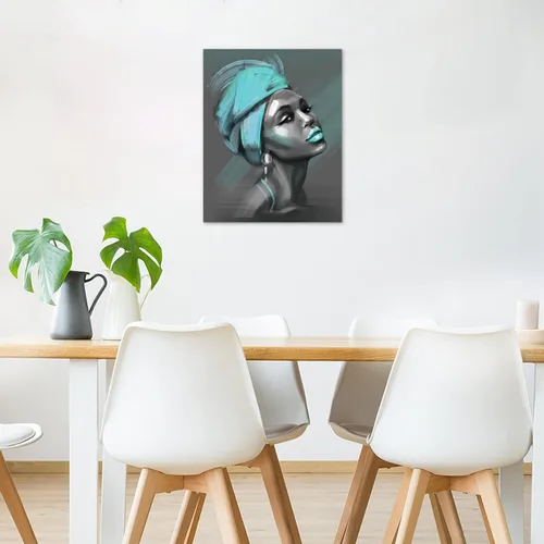 Miniatura 2 de LB Arte de pared de mujer afroamericana, mujer negra con cabello dorado, impresiones de pintura abstracta, belleza moderna negra y dorada para sala