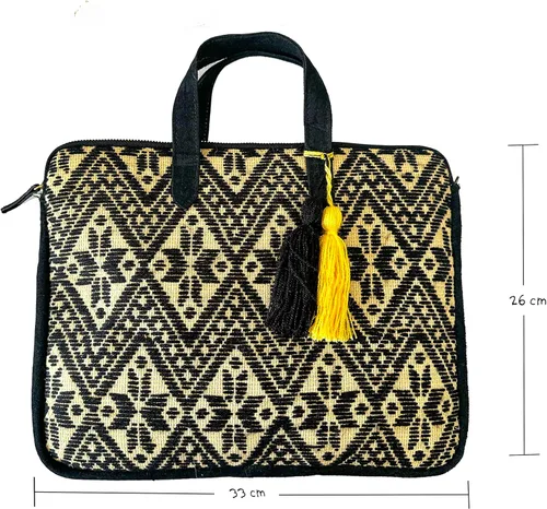 Miniatura 9 de Funda para portátil de 13" "Martha", fabricada por Jühue Artesanal, Funda negra para portátil, funda para portátil hecha a mano hecha en México
