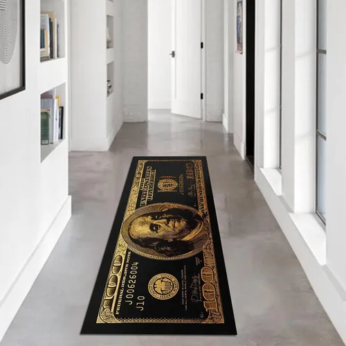 Miniatura 5 de GUBIYU Alfombra de baño negra para baño, alfombra negra y dorada, alfombra de área grande, alfombra de área moderna, alfombra de piso de cien
