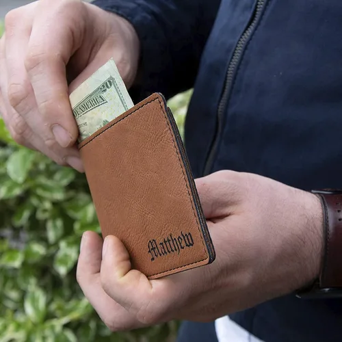 Miniatura 6 de Carteras personalizadas para hombres, 6 colores y 19 opciones de fuente, billetera de cuero grabada personalizada, regalos para el marido, regalos