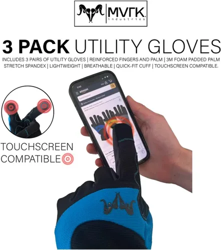 Miniatura 3 de Paquete de 3 guantes de trabajo de cuero sintético, 3 pares