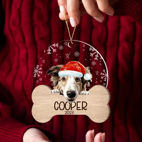 Miniatura 185 de Nazenti American Pit Bull Terrier Adorno de Navidad, adorno de perro fotográfico, adorno de perro personalizado, adornos de fotos de madera