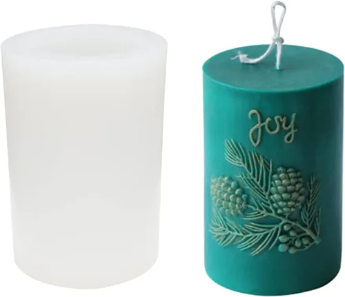 Molde de vela de cono de pino cilíndrico 3D, molde de jabón de arcilla de silicona para hacer velas de cera de abeja de cera de soja hechas a mano