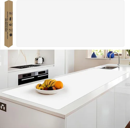 Miniatura 50 de Tapete de silicona súper grande, 120 x 24 pulgadas, tapete de silicona para encimera de cocina, tapete antideslizante resistente al calor, tapete
