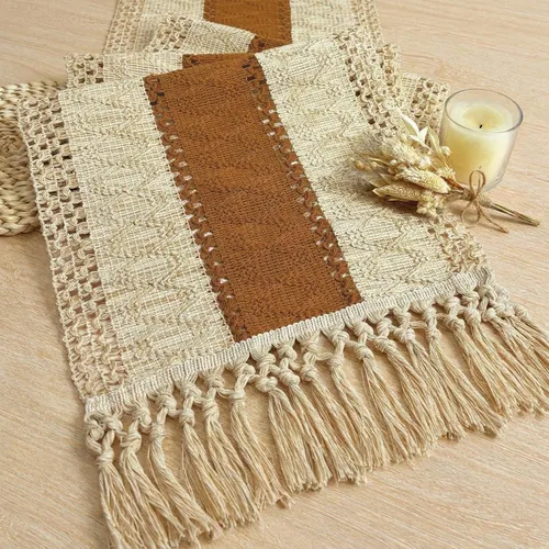 Miniatura 17 de FEXIA - Camino de mesa bohemio con borlas, para decoración del hogar, de macramé para decoración de habitación, comedor, dormitorio, despedida