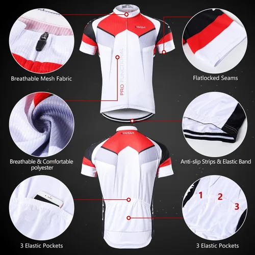 Miniatura 19 de Lixada Camiseta de ciclismo para hombre de manga corta con pantalones cortos acolchados de secado rápido para verano, ropa corta para bicicleta