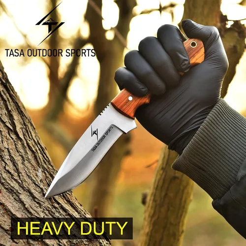 Miniatura 6 de Cuchillo de hoja fija: cuchillo de caza desollador hecho a mano de 9 pulgadas para hombres con mango de madera de olivo, cuchillo bushcraft de acero