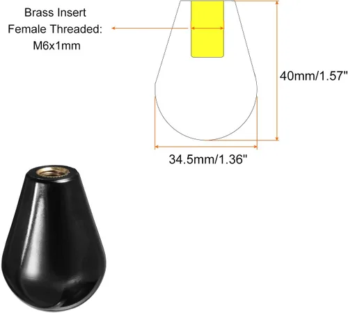 Miniatura 2 de HARFINGTON Mango giratorio, rosca hembra M6x40mm, mango fenólico, pomos de bola ovalados roscados con inserto de latón, mango de máquina para torno