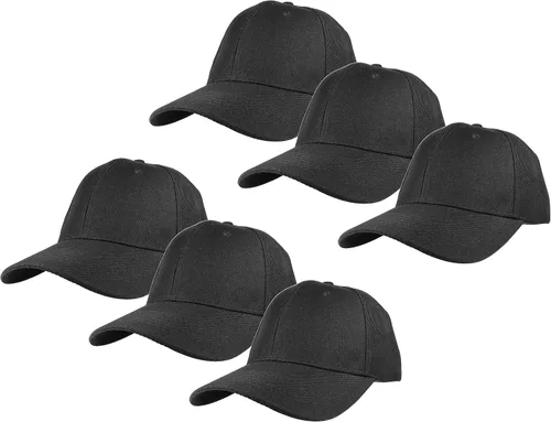 Gelante - Gorras de béisbol de color liso blanco, correa trasera ajustable, lote al por mayor, 6 unidades