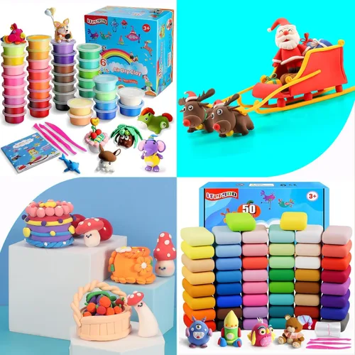 Kit de arcilla seca al aire, 50+ 36 colores, arcilla mágica para modelar ultraligera para niños con accesorios, herramientas y tutoriales, regalo de
