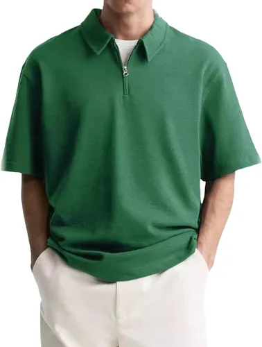 Miniatura 15 de Camisas polo con cremallera para hombre, camiseta de cuello de moda de verano, talla grande, camisa de golf clásica lisa para exteriores, tops