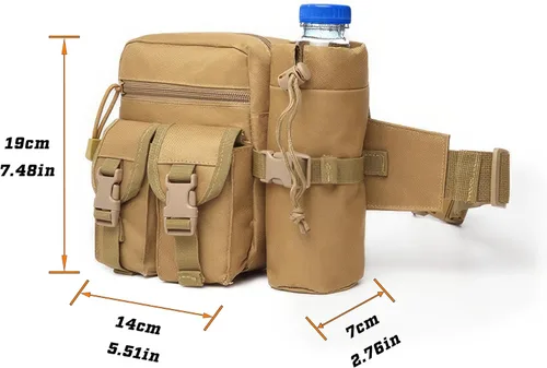 Miniatura 2 de Riñonera táctica con soporte para botella de agua, versátil e impermeable, riñonera militar, cinturón de utilidad para senderismo al aire libre