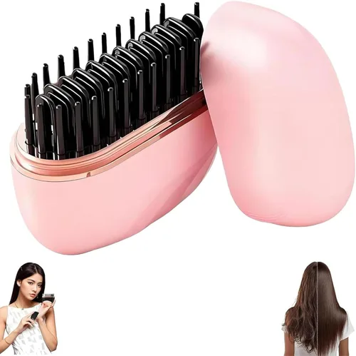 Miniatura 8 de Mini cepillo alisador de pelo, recargable inalámbrico, control de temperatura de 3 velocidades, portátil para el hogar y viajes, negro (negro)