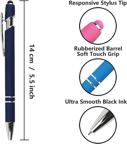 Miniatura 4 de Oddmoal Bolígrafo con punta de lápiz, bolígrafo de metal suave al tacto, punta media de 0.039 pulgadas, tinta negra, 12 unidades (color mezclado)